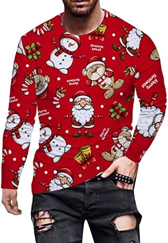 XXBR Mens Designer T חולצות 2022 חג המולד מצחיק תלת מימד הדפס גרפי חולצה שרוול ארוך חולצה חג המולד רזה מתאים