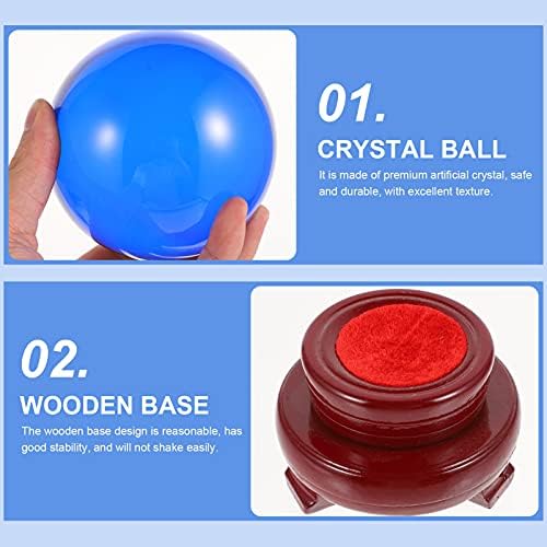 כדור קריסטל צלול אסבנט עם מעמד עץ בסיס שימש כדורי כדור כדור משקל נייר פסל פסל פסל לצילום מדיטציה דיאווינציה
