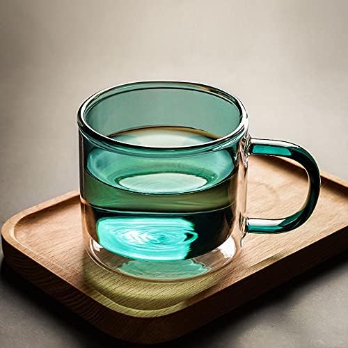 Smallshs ספל קפה זכוכית כפולה ברורה וצבעונית, כוס לאטה צבעונית מבודדת עם ידית למשקאות חמים וקרים, כוס