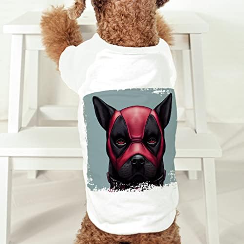 כלב הדפסת כלב חולצה-קומיקס כלב חולצה-מגניב כלב בגדים-לבן