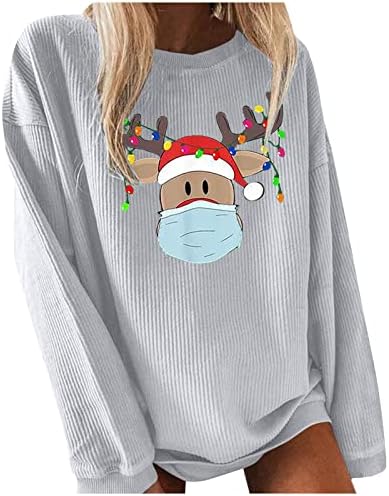 חמוד סוודרים לנשים מצחיק איל הדפסת חג חולצות גדול רופף ארוך שרוול סוודר חולצה חולצת טי
