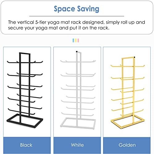 ארלן 5 קומות יוגה מחצלת אחסון מתלה רצפה, גדול תרגיל מחצלת ארגונית מחזיק עבור 10 קצף רולים / יוגה מחצלות / מגבת,