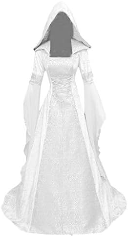 צפוטים מכשפה שמלת נשים בציר סלעית מכשפה גלימת שמלת חצוצרת שרוול מימי הביניים חתונה שמלת ליל כל