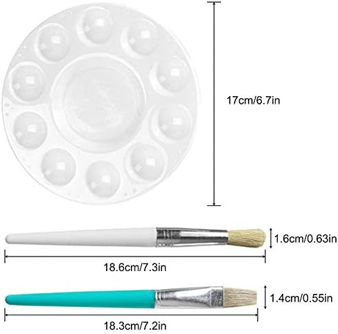 16 PCS ילדים מברשת צבע טמפרטורה עם 4 פלטות מגש צבע, עגול פינגוד ושטוח מחוד
