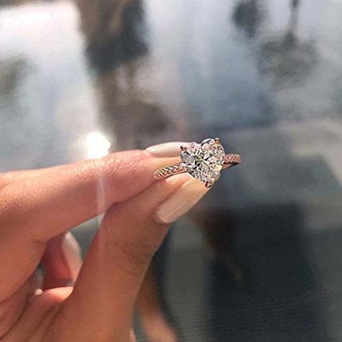 טבעת נישואין בלאקי, מתכת בצורת לב של נשים מלאה יהלום מיקרו-סירקון זירקון טבעת אירוסין תכשיטים מתנה, 9