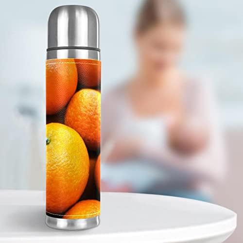 תפוזים מבודדים ואקום מבודדים בקבוקי תרמוס נירוסטה 16oz, הוכחת דליפה לשימוש חוזר בקבוק מים ללא BPA עם מכסה כוס,