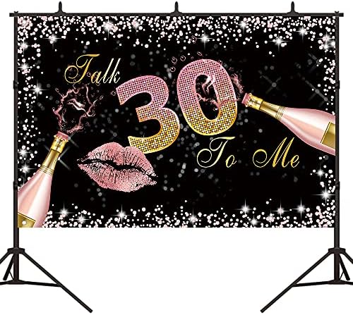 בלימס שחור וורוד לדבר 30 לי רקע שפתיים שמפניה לחיים 30 מסיבת יום הולדת קישוט נשים שלושים באנר