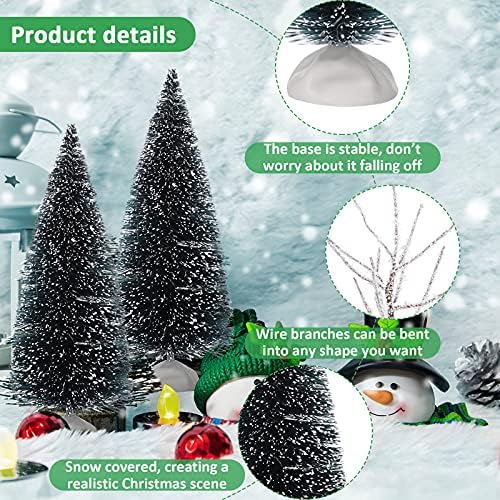12 חלקים עצי שולחן חג המולד עצי חורף דגם שלג חפור עצי מיני סיסל עצים שלג מכוסה עצי כפר עץ חג