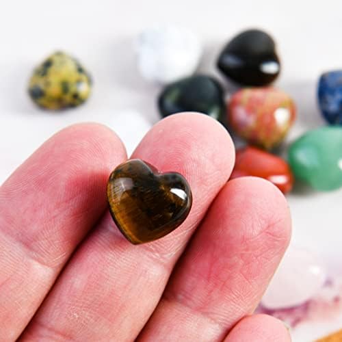 חבילת Nuzujx של 16 אבנים בצורת לב, 0.59 אינץ 'ריפוי מעורב קריסטל לב טבעי אהבה מגולפת גולג דאגה צ'אקרה רייקי
