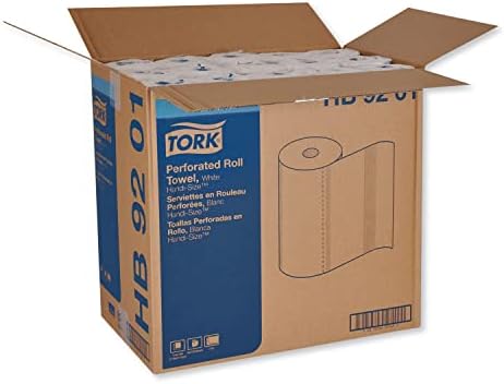Tork HB9201 מגבות גליל מחוררות, לבן, 11 x 6 3/4, 2-רובדי, 120/גליל, 30 גלילים/קרטון