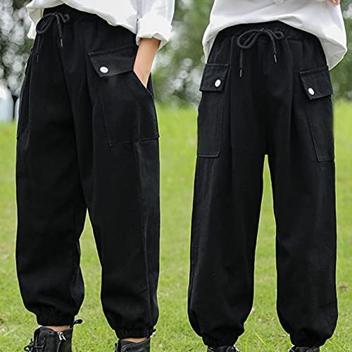 ילדי AISLOR ילדות משרטט מכנסי מטען רצועות רצועות אתלטיקה היפ הופ מרקד מכנסי טרנינג מכנסיים מזדמנים