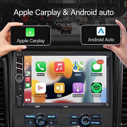 סטריאו לרכב DIN כפול פודופו עם Apple CarPlay ו- Android Auto Auto 7 אינץ 'HD מסך מגע במכונית רדיו