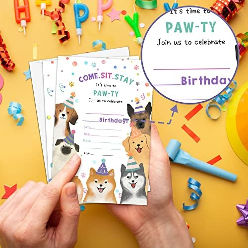 הגיע הזמן להזמנה למסיבת יום הולדת של כלב כלב, לשבת ולשחק את הנושא של כלב הזמנות למילוי למילוי