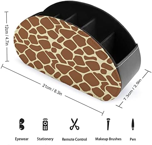 דפוס ג'ירפה של בעלי חיים מחזיק בשלט רחוק עם 5 תאים עור PU עור רב-פונקציונלי אחסון קאדי תיבת מארגן