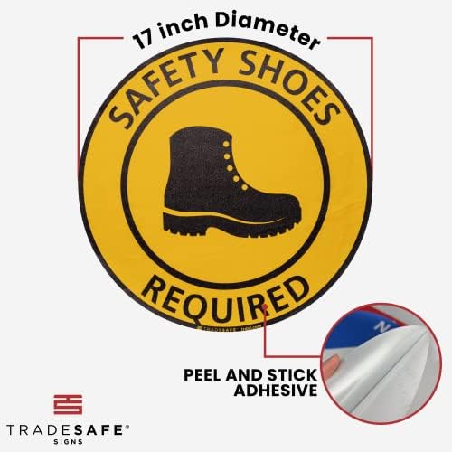 נעלי בטיחות Tradesafe נדרשות מדבקה לרצפה נגד החלקה-נעלי אצבע סגורות נדרשות שלט זהירות, שלט דבק