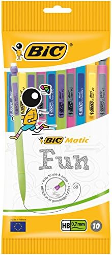 ביק מאטיק כיף 0.7 מ מ עפרונות מכאניים-צבעים שונים, נרתיק של 10