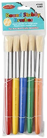 צ'רלס לאונרד אומנויות יצירתיות עגול קצה עגול מברשות צבע, ידית עגולה קצרה עם זיף חזיר, 7.5 אינץ ', צבעים שונים,