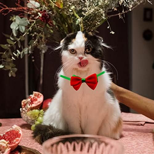 עניבות קשת כלב חג המולד של פטוני, 12 יח 'חיות מחמד חיות מחמד פרפר כלב חתול עניבה עם צווארון חתול מתכוונן עניבות