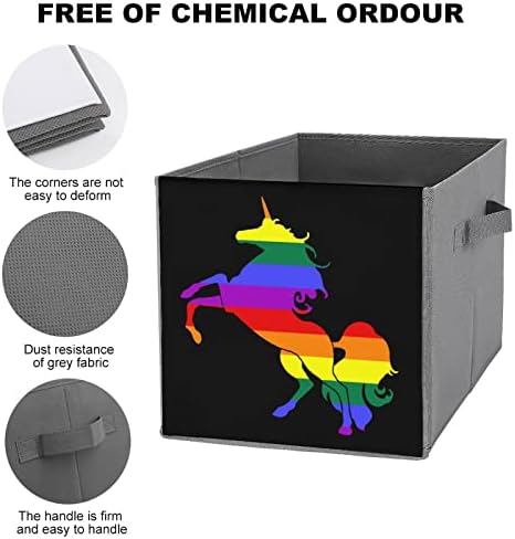 גאווה הומוסקסואלית חד -קרן להטבים פחי אחסון מתקפלים יסודות קוביות אחסון בדים מתקפלות קופסאות מארגנים