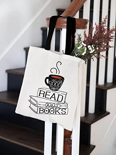 לשתות קפה טוב לקרוא ספרים טובים כותנה בד תיק עם כיס פנימי, נסיעות קניות כתף תיק יום הולדת חג