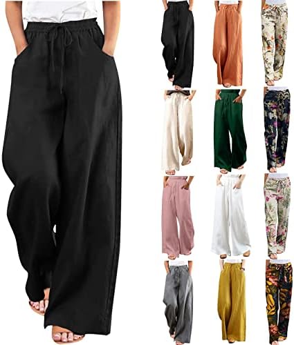 Wankang Womens 2023 עניבת משיכה מזדמנת רכה מותניים אלסטיים רופפים מכנסיים נמר מודפסים/מכנסי מטען
