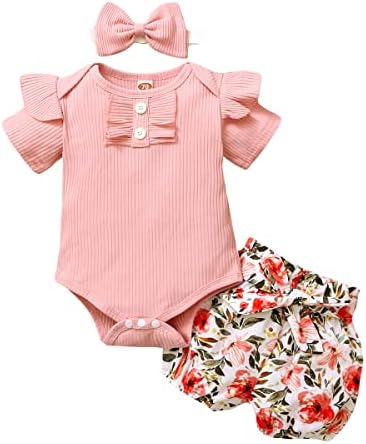 תינוקות יילודים בגדי גוף בגד גוף תינוקות פעוטות ילדות תלבושת רומפר חמוד לתינוקות 0-18 חודשים 3 יחידות