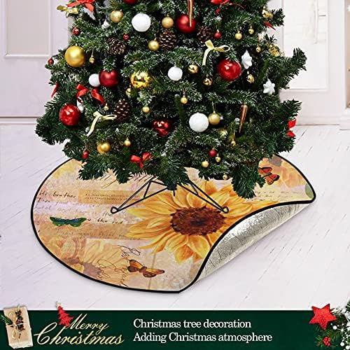 חמניות של שיגואה פרפרים מחצלת עץ חג המולד עגול עץ חג המולד מעמד קישוט מחצלת למסיבת חג ביתי קישוטי יום חג