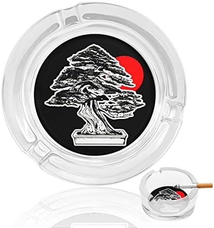 עץ בונסאי מעוצב להפליא מאפרות זכוכית עבה להפליא, מחזיק סיגריות עגול משרד שולחן עבודה ביתי קישוט