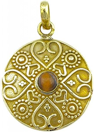 תליון פליז נמר עיניים חום לב אבן לב שרשרת זהב ניקל תכשיטים חופשיים עתיקים