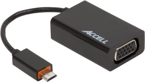 Accell Slimport למתאם VGA עם נמל טעינה מיקרו -USB במעלה הזרם - תומך בהחלטות עד 1920x1200, כולל 1920x1080