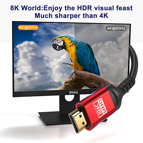 Alleasa 8K HDMI כבל, Ultra 48Gbps מהירות גבוהה 12 ft HDMI כבל, כבל HDMI בגודל 12 רגל -4K@120Hz 8K@120Hz,