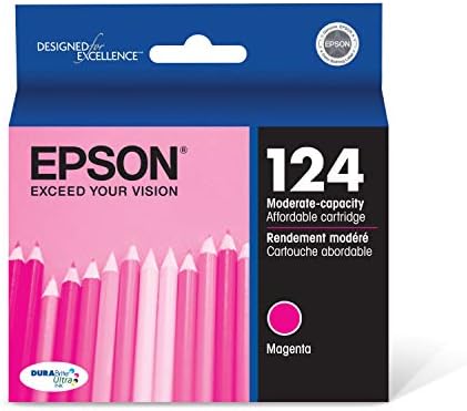 Epson T124 Durabrite Ultra INK קיבולת סטנדרטית של מחסנית מגנטה למדפסות חרט וכוח עבודה נבחרות