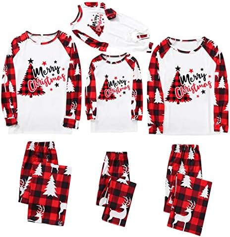 XBKPLO SET SET SHEPEWEAR SLEEPWEAR, ערכות פיג'מה לחג המולד למשפחה של שלוש פגזות פלנל תואמות.