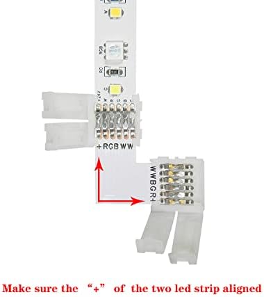 Enqimaoyi 10 pcs 6 סיכות l צורה מחבר ללא הלחמה אור רצועת LED, RGBWW 12 ממ זווית ימינה פינת חיבור ללא הלחמה עבור