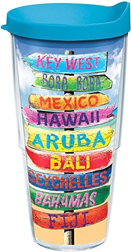 TERVIS TROPICAL MONTATING SIGNSLING CURBLSH עם מכסה טורקיז 24 OF, ברור