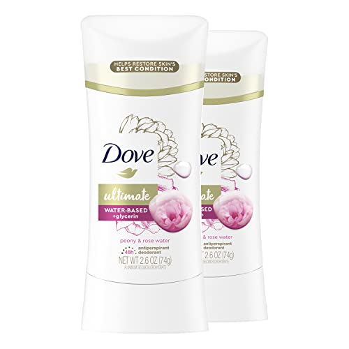 Dove Ultimate Antiperspirant Deodorant Stick Stick ומים ורדים 2.6 גרם 2 ספירת, אדום