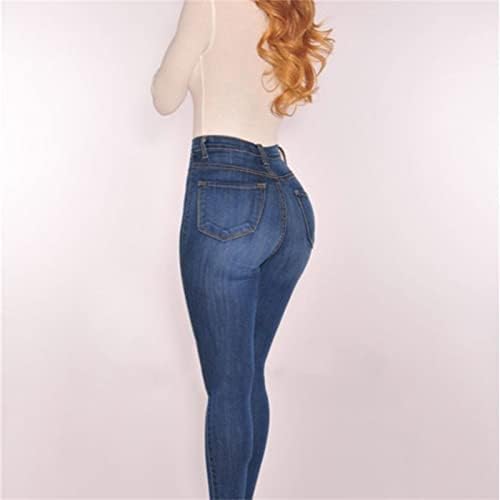ג'ינס רזים מרים רזים לנשים 5 כפתור כלום ג'ינס מותניים גבוהים מתיחה מזדמנת מכנסי ג'ינס רזים