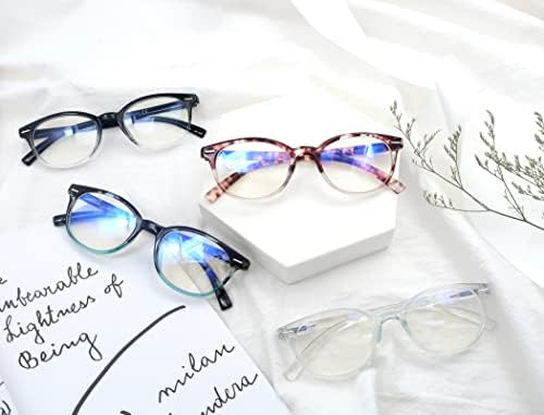 Hapjoys משקפי קריאה לנשים אור כחול חוסם נשים קוראים עגולים משקפיים מעגלים מגדלים חוסמי קרניים כחולים רמאות