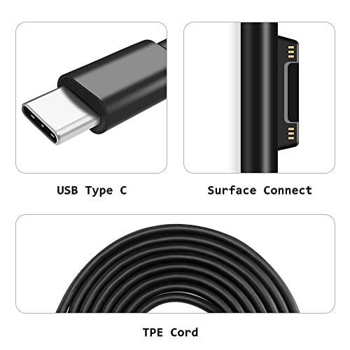 משטח MQDITH חיבור ל- USB C כבל טעינה תואם ל- Microsoft Surface Pro 7/6/5/4/3, פני השטח GO 2/1, מחשב נייד משטח