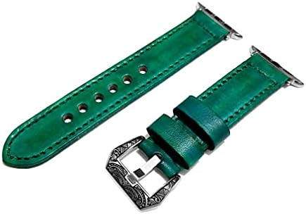 ניקסטון ירוק מוברש מוברש עור מקורי תואם עם Apple Watch Ultra 8 7 6 SE 5 4 3 2 1 סדרה 38 ממ