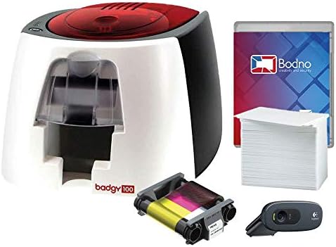 Badgy100 צבע מדפסת תעודת זהות פלסטיק עם חבילת אספקה ​​מלאה עם מצלמת מזהה תמונה ותוכנת מזהה Bodno - מהדורת