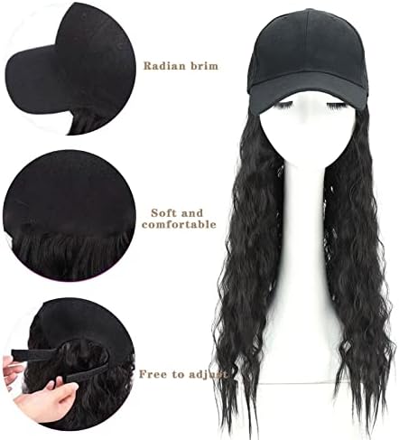 סינטטי שיער מסיבת פאה עם כובע 24 אינץ ילדה מתולתל באיכות שחור ארוך נשים ריצה כובע