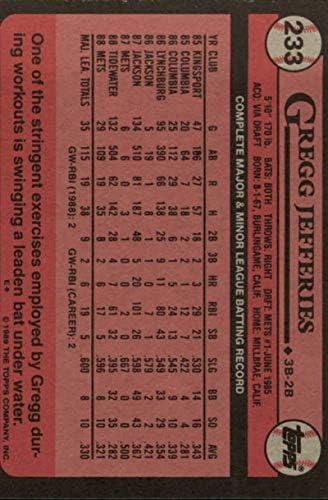 1989 טופס בייסבול 233 Gregg Jefferies New York Mets רשמי מסחר ב- MLB