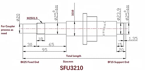 MSSOOMM 32 ממ בורג כדורים SFU3210 RM3210 בורג כדור פגיעה אנטי, אורך 17.72 אינץ ' / 450 ממ 10