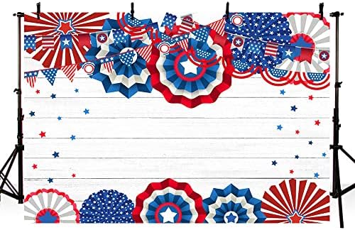 Mehofond 4 ביולי תפאורה פטריוטית תפאורה לצילום יום עצמאות אמריקה מאוורר נייר נייר מעץ עץ לבן קישוטי מפלגת כוכבים