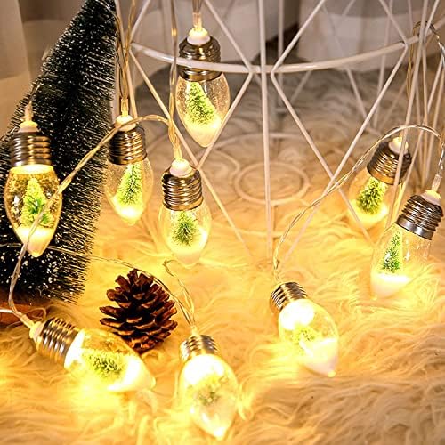 עץ חג המולד של HFXXAD אורות מיתר גלובוס שלג, 10 נורות LED צלולות אורות מיתר עץ חג המולד לחדר שינה, חתונה,