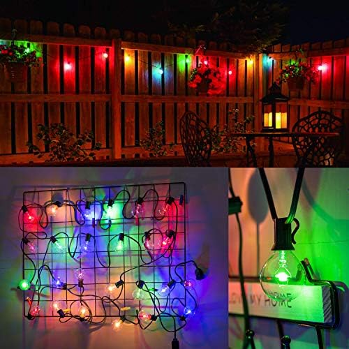 אור מיתר חיצוני רב -צבעוני אור - אור - G40 LED LED אורות מיתר לחצר האחורית או למסיבה, אור אדיסון וינטג