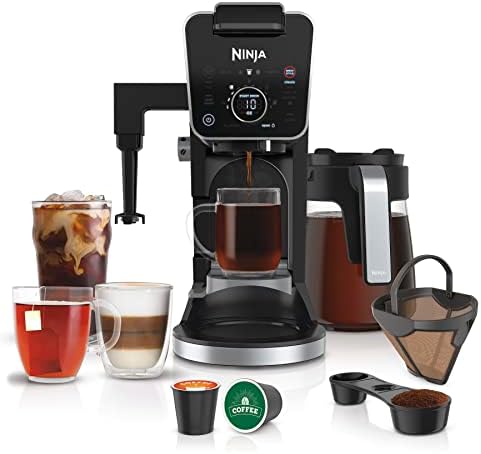 מערכת קפה מיוחדת של נינג ' ה 307 דואלברו פרו, הגשה יחידה, תואמת לקיי-כוסות ומכונת קפה בטפטוף של 12 כוסות,