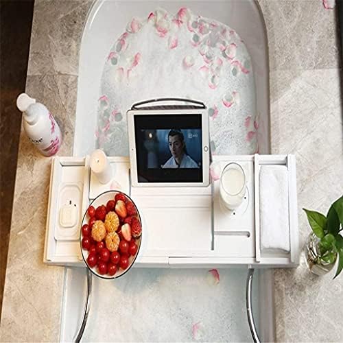ג'הה בית אמבטיה הניתנת להרחבה מגש Mobilephone מדף מחשב Nonslip ספא אמבטיה מארגן קאדי מדף אחסון אמבטיה