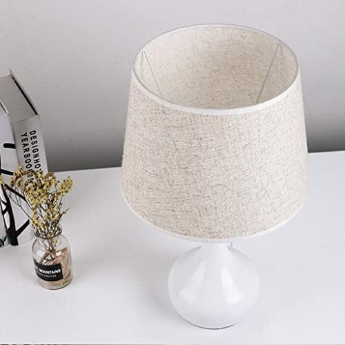 מנורות שולחן דמוניז מנורות קריאה מנורת שולחן מנורות שידות לילה מודרניות עם בסיס מתכת וצל בד לבן,